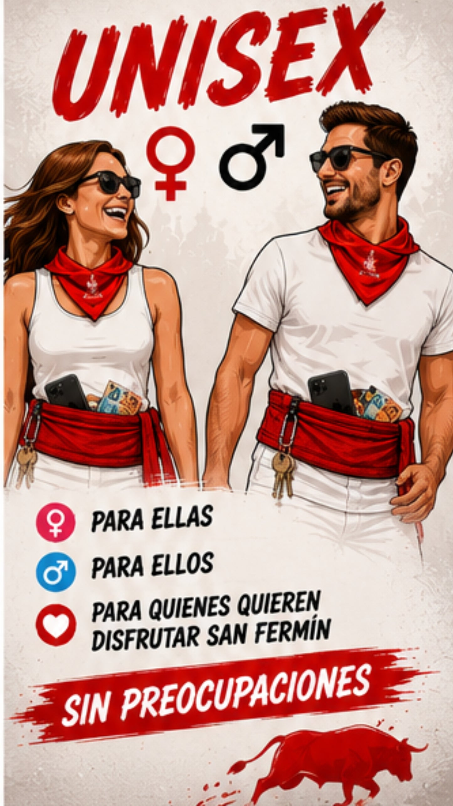 Faja San Fermín con Bolsillos y Cremallera (Oficial) + Tarjeta RFID Gratis + ENVIO GRATIS