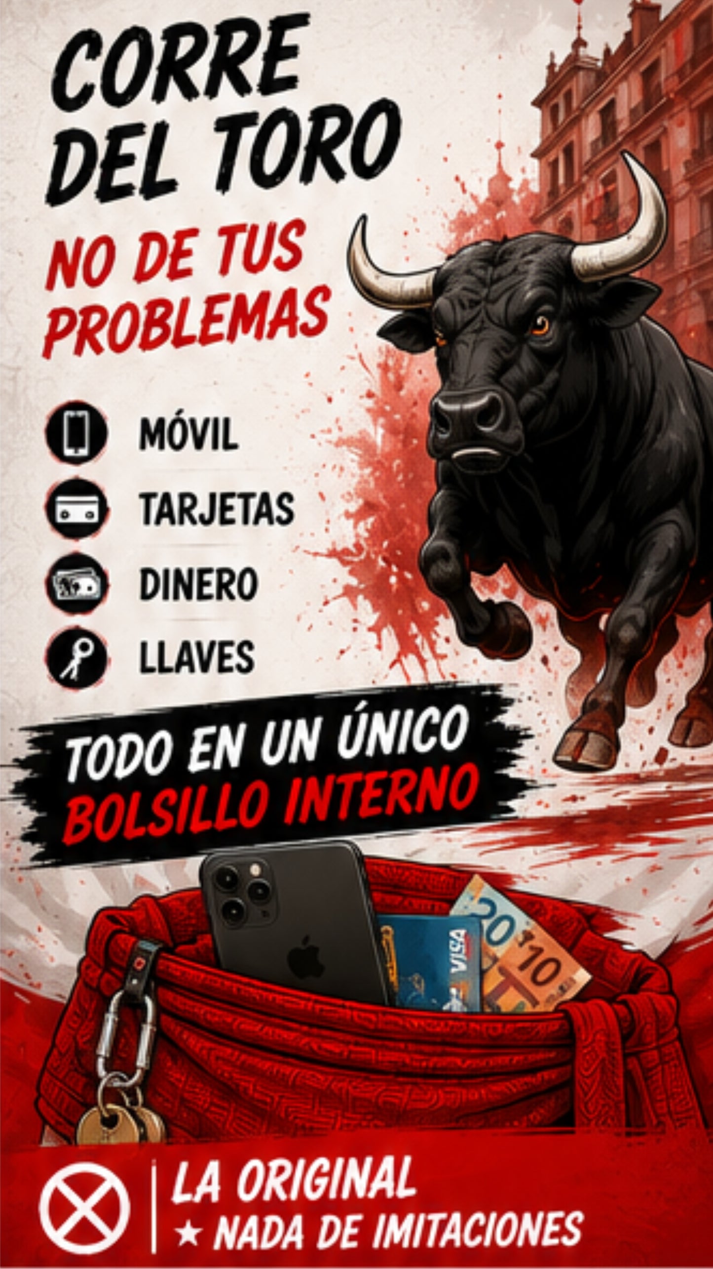 Faja San Fermín con Bolsillos y Cremallera (Oficial) + Tarjeta RFID Gratis + ENVIO GRATIS